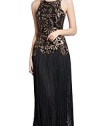 Merope J Womens Sequined Embroidery Sleeveless Flapper Cocktail Wedding Dress