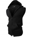 H2H Mens Fashion Lightweight Sleeveless Basic Hoodies Zip-up with Pocket