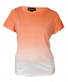 INC Womens Plus Dip-Dye Cap Sleeves Pullover Top Orange 1X