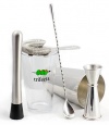 Cocktail Shaker and Mixing Set (5 Piece). Essential Barware Kit Includes Stainless Steel Boston Shaker Tin with Pint Glass, Double Jigger, 4-Prong Hawthorne Strainer, 11 Bar Spoon, and Muddler