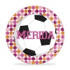 Soccer Plate - Pink Orange Football Sports Melamine Personalized Name Plate