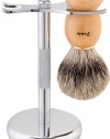 Fento Badger Hair Shaving Brush and Chrome Razor Stand Shaving Set