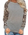 Women's Sexy Leopard Long Sleeve Chiffon Loose Blouse Casual Top Pullover