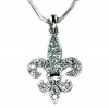 DianaL Boutique Fleur De Lis Austrian Crystal Charm Pendant and Necklace Gift Boxed Fashion Jewelry