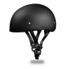 Daytona Helmets Slim Line Skull Cap D.O.T. Approved Half Shell Helmet Bundle with Head Strap and Draw String Bag (Dull Black, Medium)