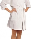 Women's Knee Length Waffle Weave Kimono Bath Robe (White, One Size)