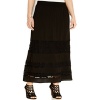INC International Concepts Tiered Lace-Trim Maxi Skirt Black Large