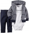 Carter's Baby Boys' 3 Piece Cardigan Set (Baby) - Navy Stripe - 12M