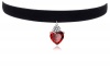 Womens Girls Black 3/8 Velvet Choker Necklace with Garnet Pendant
