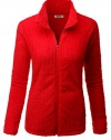 Doublju Womens Long Sleeve Full-Zip Lightweight Plush Sherpa Fleece Thermal Jacket