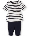 Ralph Lauren Polo Baby Girls Striped Pleated Top & Pant Set (3 Months)