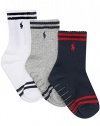 Polo Ralph Lauren Baby Boy's 3 Pair Striped Long Socks 2T-4T With Rubber Grippers (2T-4T, Assorted)