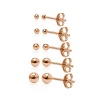 925 Sterling Silver Rose Gold Flash Five Pair Set of Round Ball Bead Stud Earrings in Sizes 2mm 3mm 4mm 5mm 6mm