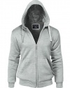 Kangaroo Pocket Warm Fur Inside Zipper Hoodie Jackets Light Grey M