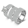 AmDxD Jewelry Silver Plated Women Customizable Rings Square CZ Double Ring Set,Engraving