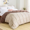 LINENSPA Reversible Down Alternative Quilted Comforter with Corner Duvet Tabs - Sand/Mocha - Oversized Queen