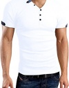 Aiyino Mens Casual V-neck Button Cuffs Cardigan Short Sleeve T-Shirts