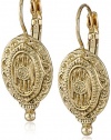 1928 Jewelry Brass Antique Inspired Oval Drop Earrings