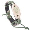 Winter's Secret Handmade Ancient Maple Leaf Painted Pottery Adjustable Green Rope Lucky Leather Bracelet