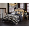Versace Modern Classic Graphic Black Gold Dolce Vita Damask Bedding Hypoallergenic Queen Comforter (9 Piece in a Bag)