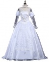Angelaicos Womens White Queen Costume Long Lace Bridal Dress Luxury Gown