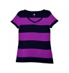 Tommy Hilfiger Women's Short Sleeve V neck Top Shirt Sparkling Grape M
