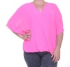 Inc International Concepts Flutter-Sleeve Blouse Intense Pink XL