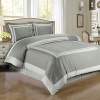 Hotel Gray and Light Gray 3-Piece Full / Queen Comforter Cover (Duvet-Cover-Set) 100-Percent Cotton, 300-Thread-Count