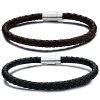 Jstyle Stainless Steel 6mm Mens Womens Braided Bangle Leather Bracelet Rope Magnetic-Clasp 7.5 Inch