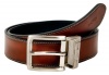 Nautica Mens Leather 1 3/8 Inch Heat Creased and Contrast Stitch Reversible Belt, 42, Brown to Black