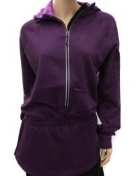 Nike Womens Purple AW 77 Mid Season Half Zip Long Hooded Top Hoody