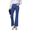 A POCKET OF SUNSHINE Women's high waist flare ankle jeans Lady's dark blue wide leg denim ninth pants Crop jeans