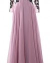 MACloth Women V Neck Mother of the Bride Dress Long Sleeve Formal Evening Gown