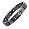 Rainso Mens Titanium Magnetic Therapy Carbon Fiber Black Bracelets for Arthritis Wristband Adjustable (Blue)