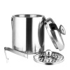 GWHOLE Double Wall Stainless Steel Ice Bucket with Tong, 1.3L/0.26 Gal