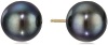 AuraPearl 14k Gold AA Quality Black Freshwater Cultured Pearl Stud Earrings