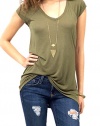 KXP Women's Solid V-neck Short Sleeve T-shirt Blouse Tops