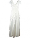 Tadashi Shoji Women's Cap Sleeve Tiered Silk Evening Gown,White, Size 12