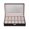 12 Slot Leather Watch Box Display Case Organizer Glass Top Jewelry Storage New