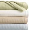 Cozy Diamond Weave Quilted Triple Knit Cotton Blanket, Light Green, KING