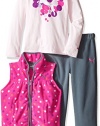 PUMA Baby Girls' 3pc Vest, Tee and Pant Set, Light Heather Grey, 18M