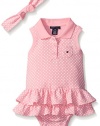 Tommy Hilfiger Baby Girls' Polka Dot Pique Knit Sunsuit and Headband