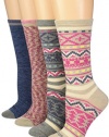 Wool IQ Women's Warm Fair Isle Crew Boot Sock 4-Pack