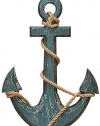 Benzara 91620 Wood Anchor with Rope Nautical Decor
