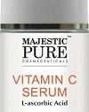 Majestic Pure Vitamin C Serum for Face and Neck with L-ascorbic Acid, 1 fl oz - Sun Damage, Dark Circles Under Eyes, Wrinkles and Skin Brightening Serum