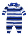 Polo Ralph Lauren Striped Infant Coverall (6 Months, New Iris Multi Blue)