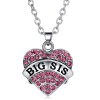 Eloi Jewelry Big Sister Necklace Crystal Heart Necklaces Gift for Sisters Kids BFF Girls Ideas Big Sister Little Sister Necklace (Pink)