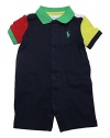 Ralph Lauren Baby Boys' Colorblock Bodysuit Shortalls 1 Piece (6 Months, French Navy)