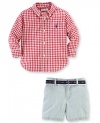 Ralph Lauren Polo Baby Boys Gingham Shirt & Chambray Shorts Set (24 Months)