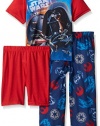 Star Wars Little Boys' Darth Vader 3-Piece Pajama Set, Red/Navy, 4